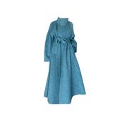 大码胖mm设计感蓝色立领毛呢，外套女秋冬季氛围，感显瘦气质呢子大衣