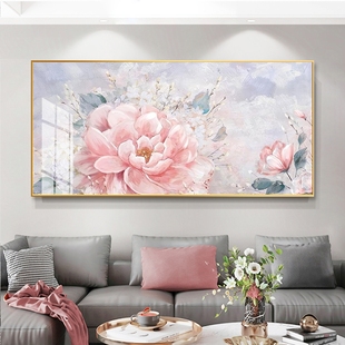 牡丹花客厅装饰画大幅沙发背景墙挂画高级感2024花开富贵壁画