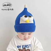 日本婴儿帽子秋冬男女宝宝，针织毛线帽可爱超萌婴幼儿大眼睛套头帽