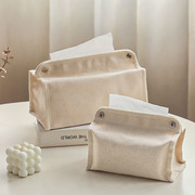 日式棉麻布艺纸巾盒简约客厅餐桌帆布抽纸盒家用轻奢高档纸巾收纳
