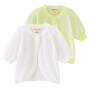 女童薄款短袖针织开衫宝宝，夏季短款小外套，儿童防晒衣空调衫披肩