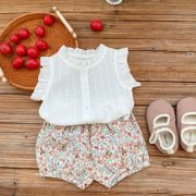 夏装薄款婴儿0-3-6个月休闲套装1周岁衣服宝宝纯棉上衣短裤两件套