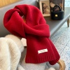 韩国百搭2024新年纯色圣诞，红色羊毛围巾，女冬季保暖披肩女围脖