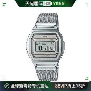 香港直邮Casio卡西欧电子手表银色钢带复古时尚百搭A1000MA-7