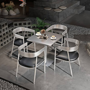 美式工业风不锈钢餐桌椅组合餐厅奶茶店网红咖啡厅音乐酒吧桌