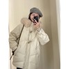 大毛领小个子羽绒服女2023年冬季韩版中长款棉衣90白鸭绒外套