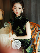 丝绒旗袍2021年复古中国风改良版修身长款显瘦性感连衣裙秋季
