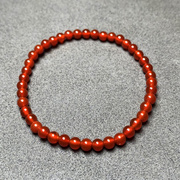 天然红玛瑙手链单圈极细女4mm迷你小珠子手串，时尚红色水晶礼物