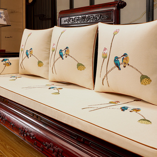新中式实木沙发垫子坐垫红木家具坐垫罗汉床五件套四季通用沙发垫
