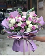 武汉市区送货上门 紫玫瑰白玫瑰共21朵 武汉鲜花店 配送到家