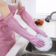 时尚拷边加绒保暖家务手套厨房清洁耐用洗碗洗衣橡胶手套