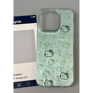ins小众薄荷绿Kitty猫适用iphone15promax苹果14手机壳11新款13高级华为荣耀vivoiQOO小米红米oppo防摔保护套