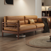 新中式全实木沙发客厅直排小户型，冬夏两用沙发黑胡桃实木现代家具