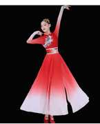 古典舞演出服长裙仙女，中国风女飘逸现代舞蹈服装开场扇子伞舞