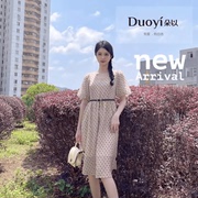 duoyi朵以2023夏装淑女气质波点雪纺连衣裙37DX809003