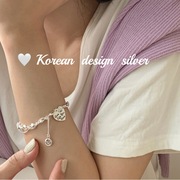 s925纯银手链韩版女ins风，链条小众设计爱心英文，笑脸手饰品时尚