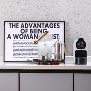 样板间房厨房摆件组合咖啡主题咖啡机咖啡壶托盘装饰画展厅道具