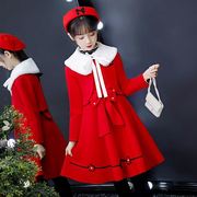 童装女童毛呢连衣裙秋冬2023韩版儿童套装，两件套裙子公主裙冬
