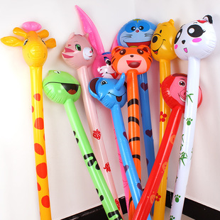 PVC儿童充气玩具动物头长棒 充气长棒动物棒长颈鹿充气棒