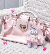 小众日系洛丽塔斜挎女包粉色大容量蝴蝶结爱心设计甜美手提包