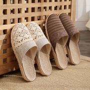 包头镂空亚麻拖鞋家用凉拖鞋，夏季男女士，居家室内防滑轻便地板拖鞋