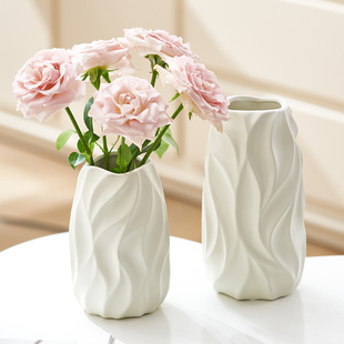 轻奢奶油风陶瓷花瓶水养鲜花玫瑰插花器装饰摆件现代简约客厅餐桌