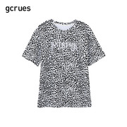 gcrues豹纹t恤女宽松时尚2024字母短袖上衣设计感夏显瘦遮肉