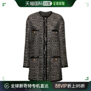 香港直邮潮奢 Giambattista Valli 女士金银丝花呢无领大衣