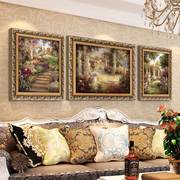 美式装饰画风景油画客厅三联画卧室餐厅画沙发背景墙壁画欧式挂画