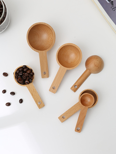 榉木量勺套装厨房烘焙克数计量刻度勺实木奶粉咖啡勺子克度克量匙