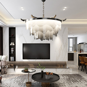 现代新中式客厅亚克力吊灯，设计师款创意个性，别墅简约餐厅灯具定制