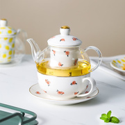 英式下午茶壶ins陶瓷玻璃壶韩式茶杯水果花茶煮茶具过滤泡茶杯