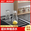 304不锈钢水槽伸缩沥水架厨房，洗菜盆碗碟沥水篮置物架台面防滑
