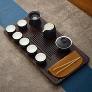 黑陶陶瓷功夫茶具套装，家用茶杯简约办公实木，小茶盘抽屉式茶台整套
