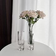 加厚气泡底直筒玻璃小花瓶透明插花简约创意鲜花客厅餐桌摆件花器
