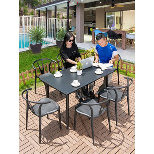 莫家白色桌椅户外庭院桌椅组合休闲北欧室外露台阳台花园铁艺桌椅