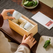 中式复古桐木盒子茶杯建盏主人杯包装盒对杯茶叶罐礼盒空盒定制