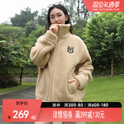 骆驼运动外套女羊羔绒女装2023冬季开衫百搭开衫加绒加厚保暖夹克