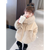 韩国女童毛毛衣外套2024冬装儿童宝宝小女孩夹棉洋气毛绒棉服