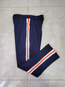 春秋冬男女同款运动裤子拼接宽白条加橘红条杠加绒加厚运动裤