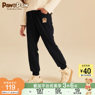 pawinpaw卡通小熊童装，春款女童运动裤，针织休闲长裤