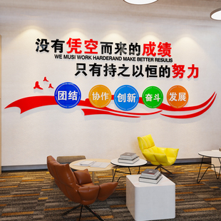 办公室装饰布置企业文化墙贴纸，3d立体员工激励志标语，公司会议背景