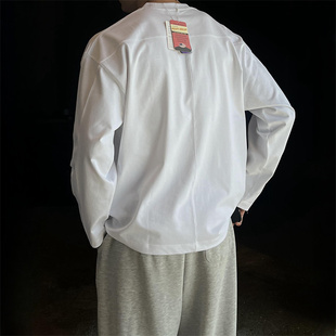 韩国男装直播laine高档usa棉，重磅t字，拼接设计7色阔版长袖t恤