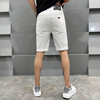 欧美高端白色牛仔短裤男五分裤修身直筒夏季薄款弹力休闲百搭中裤