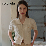 ROLAROLA秋季毛针织开衫外套方领双向拉链韩版时尚个性创意