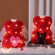 七夕礼物情人节礼盒送女友永生花，独角盖使用摆件玫瑰熊送老婆女孩