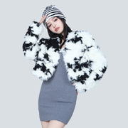 SVEN-T斑点圈圈羊羔毛高级短款外套辣妹保暖气质上衣冬季女