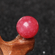 冰种红纹石玉髓散珠子圆珠单颗红纹玉diy手工编织串水晶材料配件