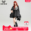 keiko甜酷刺绣蝴蝶结黑色连衣裙，24春季高级感暗纹，提花蓬蓬公主裙