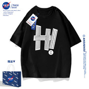 NASA联名短袖t恤男黑色女款2023潮流青少年夏季情侣体恤上衣